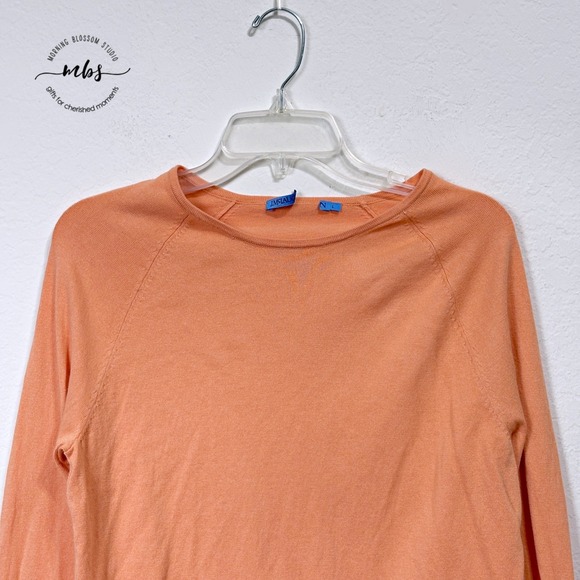 NWOT J. McLaughlin Jamey Raglan Sleeve Sweater Orange Button Cuf Orange Women L - Picture 7 of 8